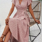 Alessandra™ – Vestito Lungo Floreale a Portafoglio