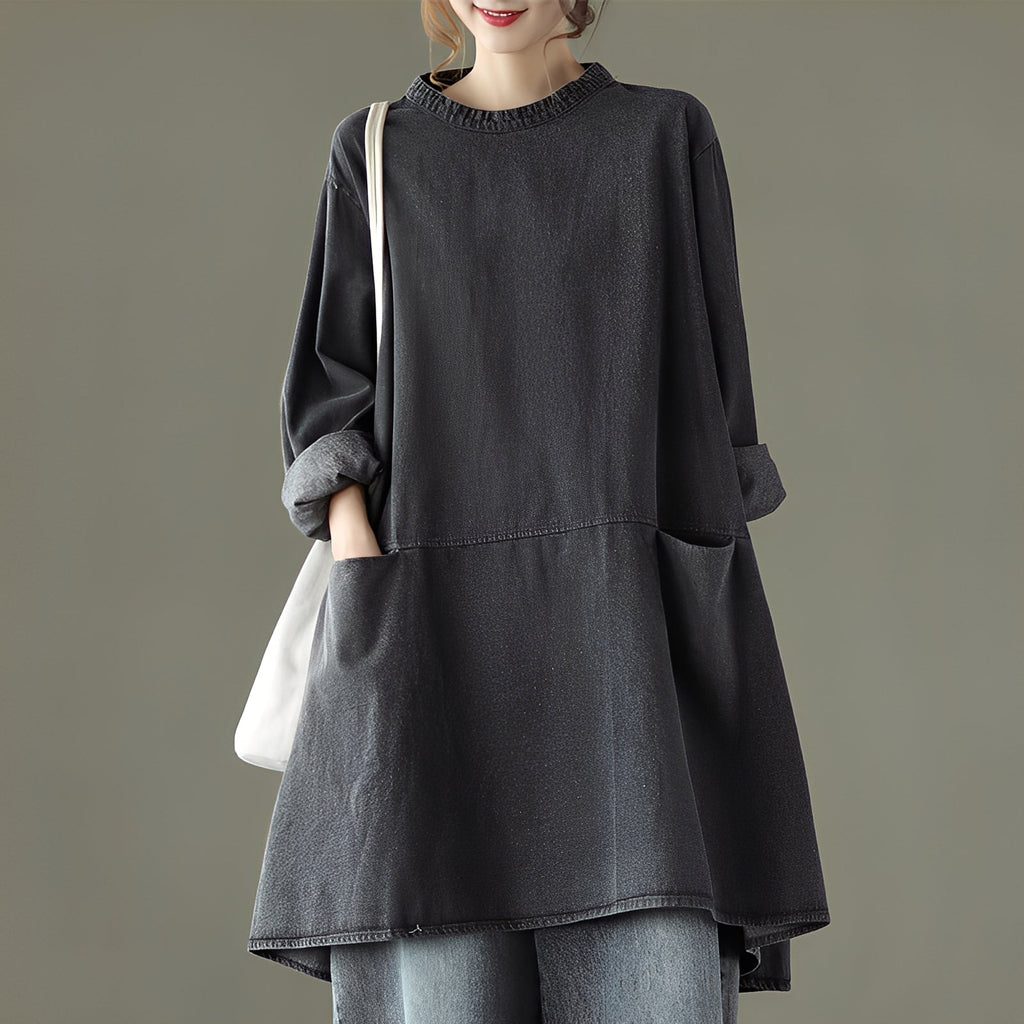 Valerie - Abito maxi casual in denim con tasche per donne