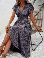 Alessandra™ – Vestito Lungo Floreale a Portafoglio