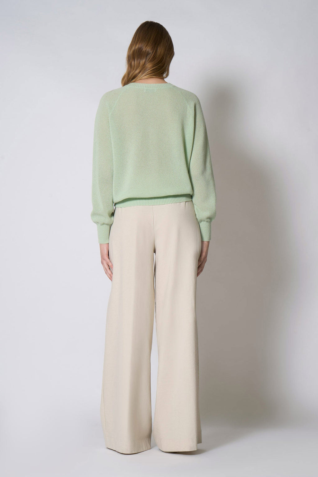 Felpa Rete in Puro Cashmere Verde Pastello
