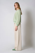 Felpa Rete in Puro Cashmere Verde Pastello