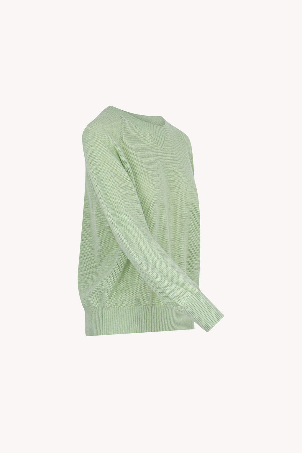 Felpa Rete in Puro Cashmere Verde Pastello