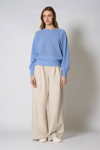 Felpa Rete in Puro Cashmere Cielo