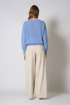 Felpa Rete in Puro Cashmere Cielo