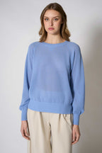 Felpa Rete in Puro Cashmere Cielo