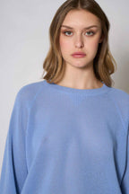 Felpa Rete in Puro Cashmere Cielo
