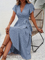 Alessandra™ – Vestito Lungo Floreale a Portafoglio