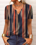 Denise - Blusa boho con scollo a V e bottoni per donne