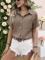 Zandra™ | Comfortable Short Sleeve Button Blouse