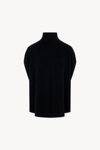 Cappa a Collo Alto con Spacchetto in Puro Cashmere Nero