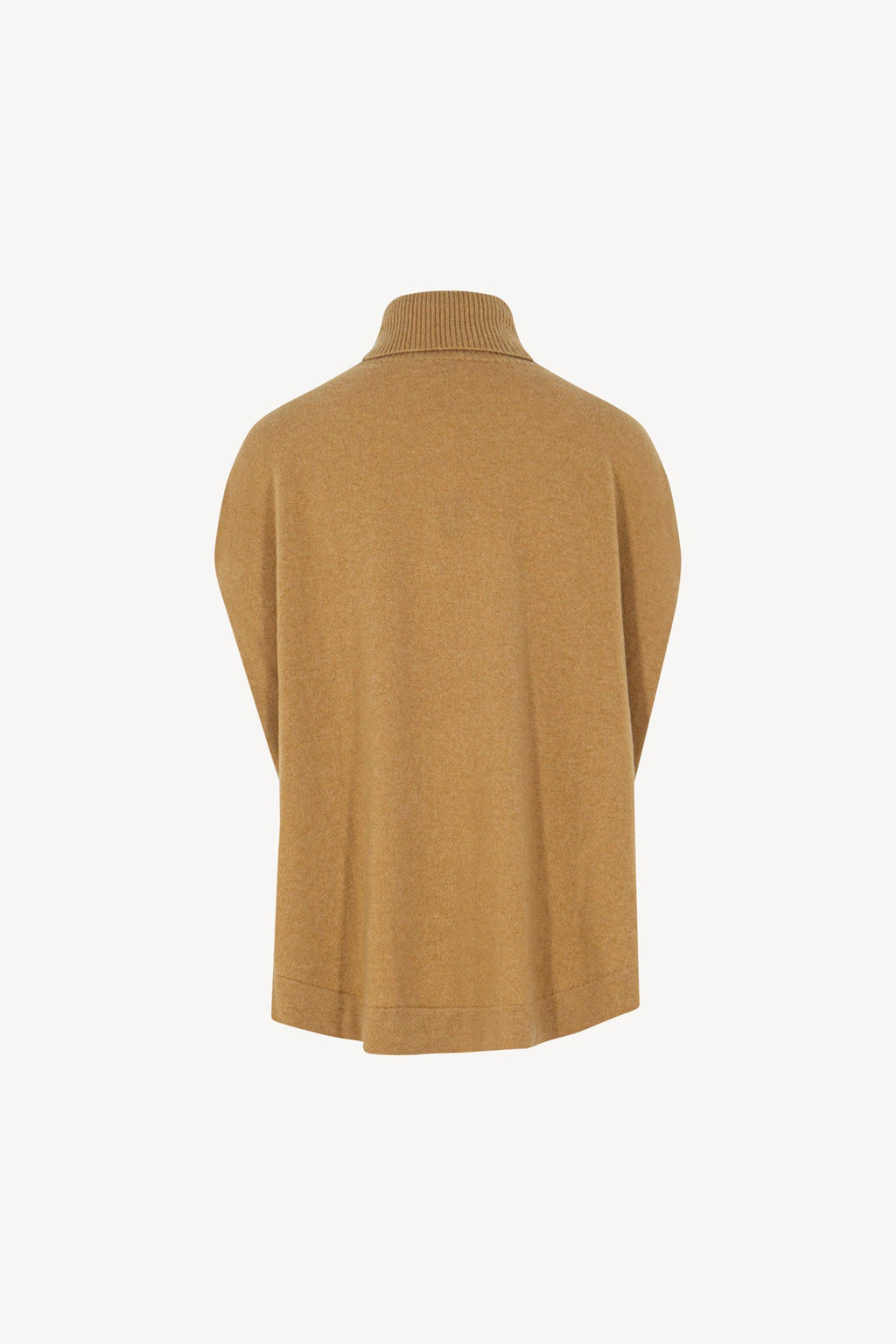 Cappa a Collo Alto con Spacchetto in Puro Cashmere Cammello