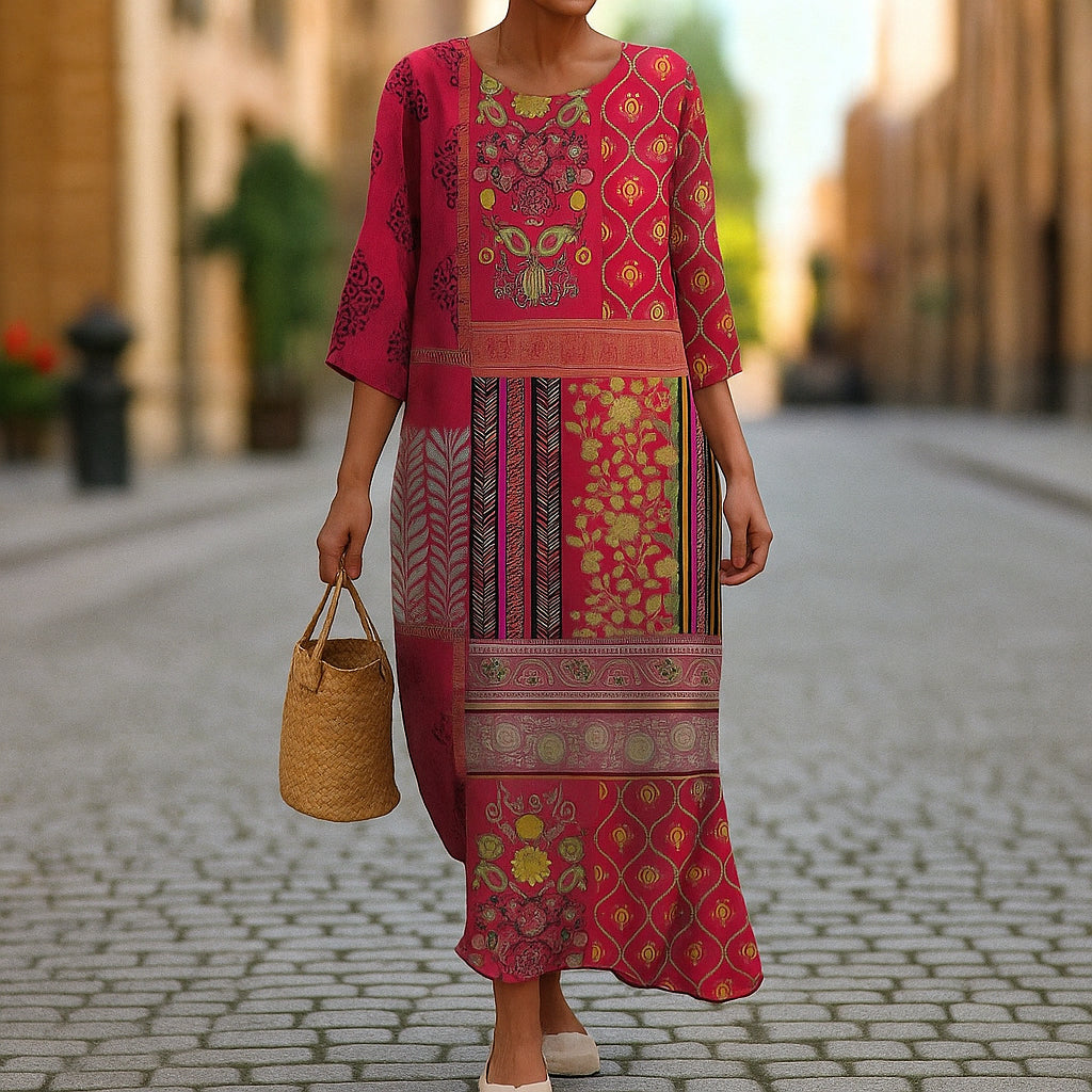 Marlene – Abito Boho Maxi dal Taglio Morbido