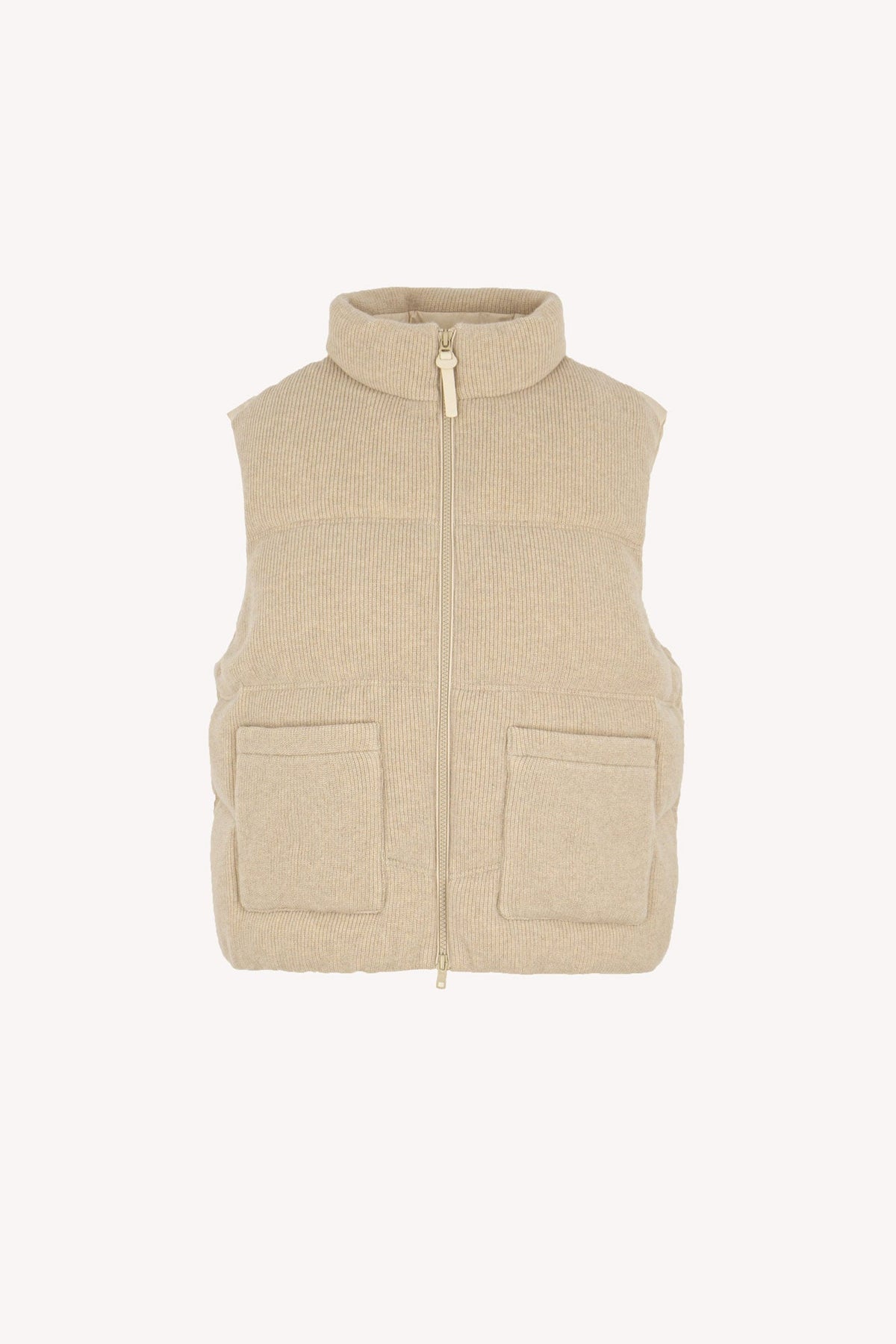 Piumino Smanicato Unisex in Cashmere Avena