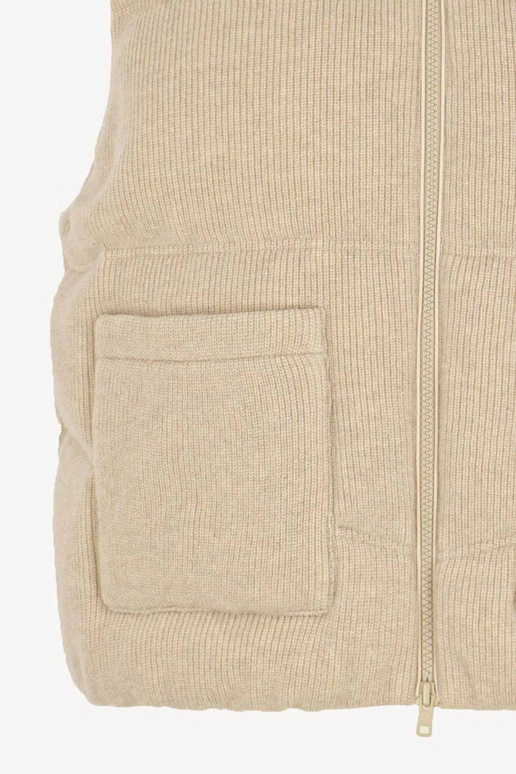Piumino Smanicato Unisex in Cashmere Avena