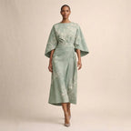 CLEMENTINE | Floral Midi with Sculpted Waist and Airy Elegance