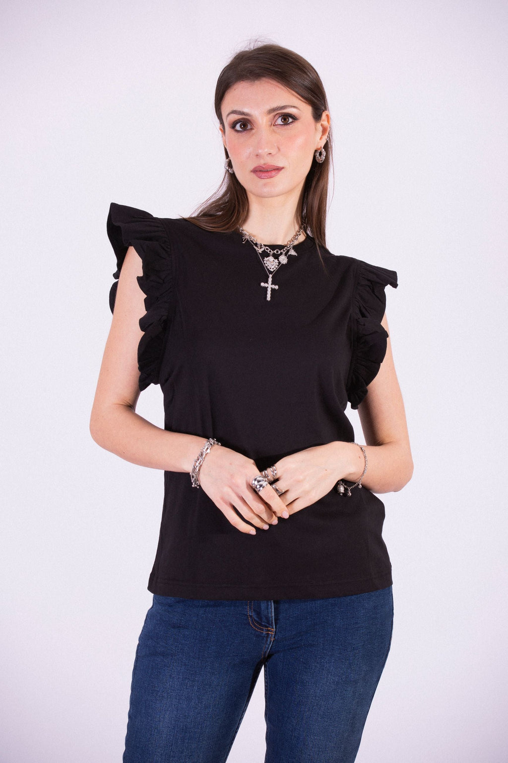 SILVIAN HEACH T-SHIRT MANICA ARRICCIATA