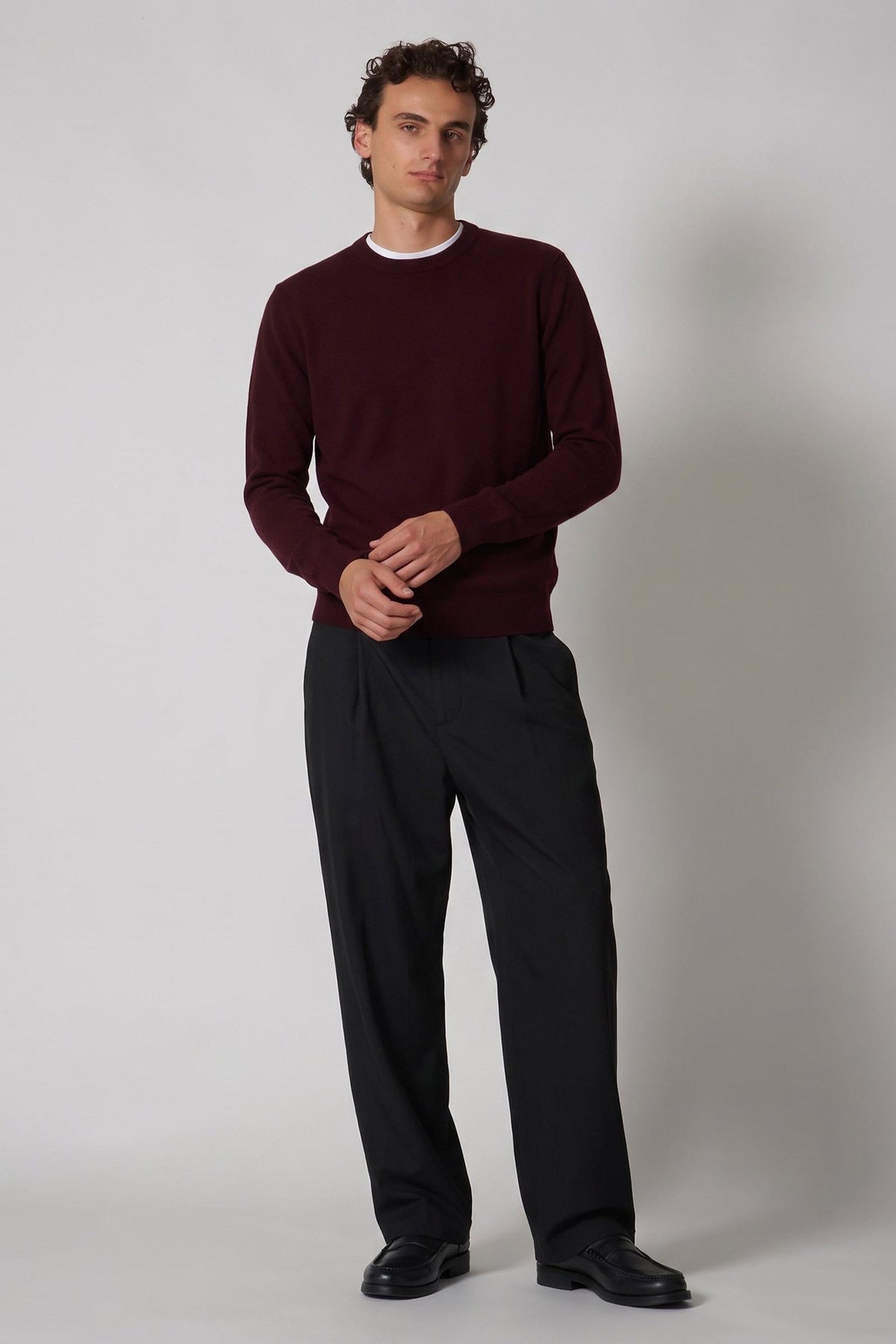 Maglia Girocollo in Puro Cashmere Acero