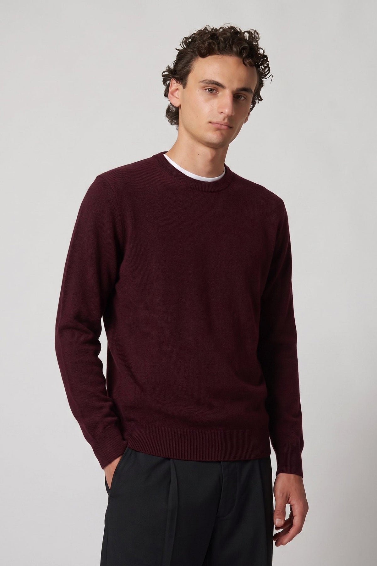 Maglia Girocollo in Puro Cashmere Acero