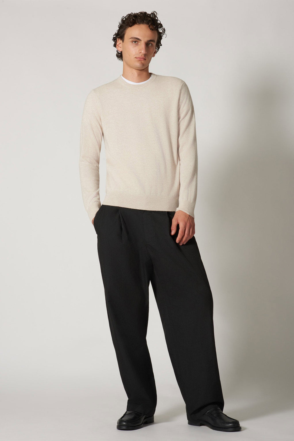 Maglia Girocollo in Puro Cashmere Avena