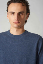 Maglia Girocollo in Puro Cashmere Denim Scuro
