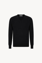 Maglia Scollo a V in Puro Cashmere Nero