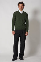 Maglia Scollo a V in Puro Cashmere Loden