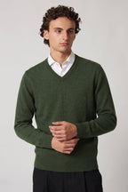 Maglia Scollo a V in Puro Cashmere Loden