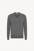 Maglia Scollo a V in Puro Cashmere Silver