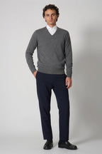 Maglia Scollo a V in Puro Cashmere Silver