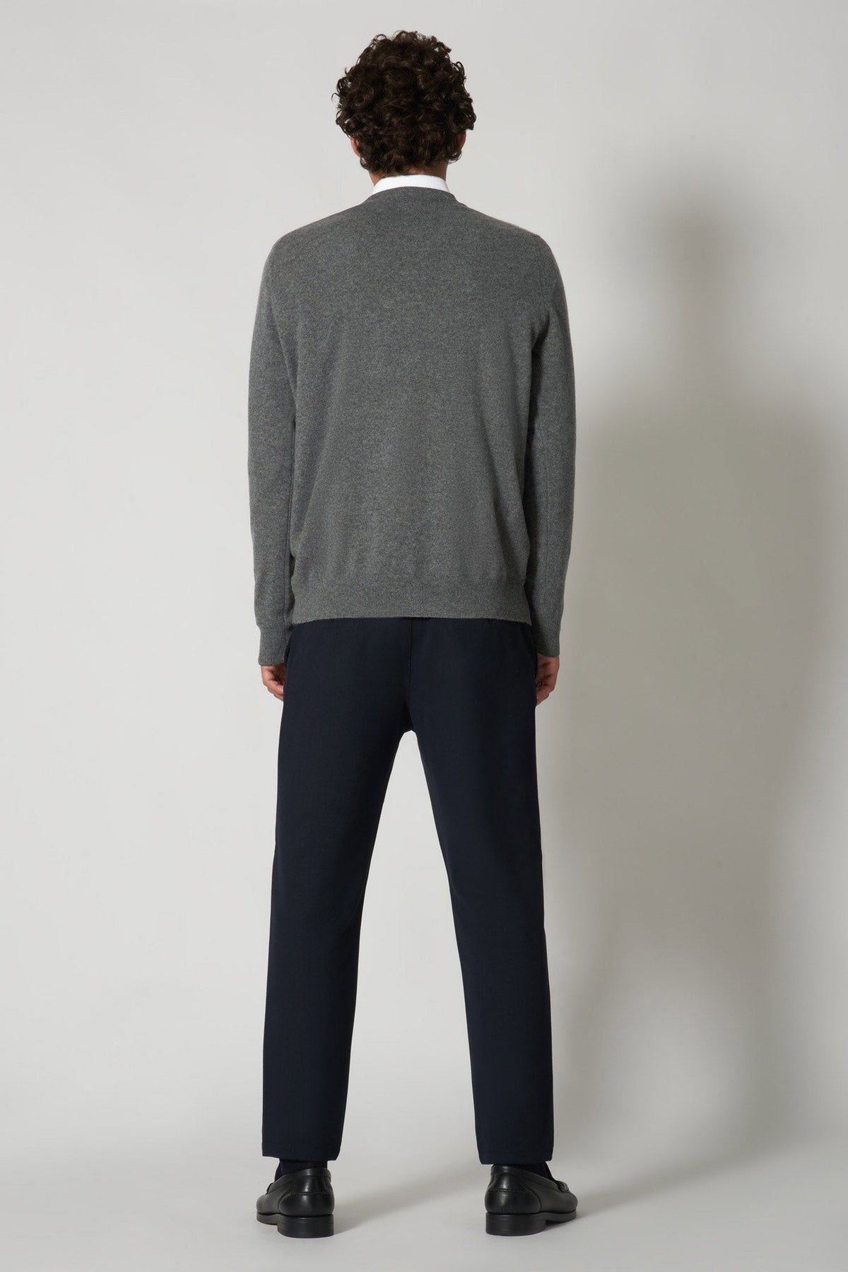 Maglia Scollo a V in Puro Cashmere Silver