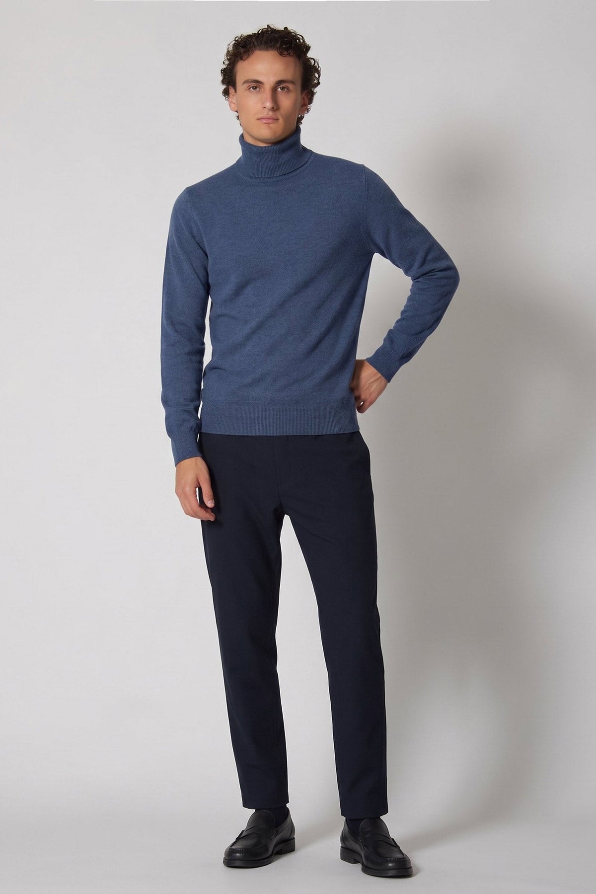 Dolcevita in Puro Cashmere Denim Scuro