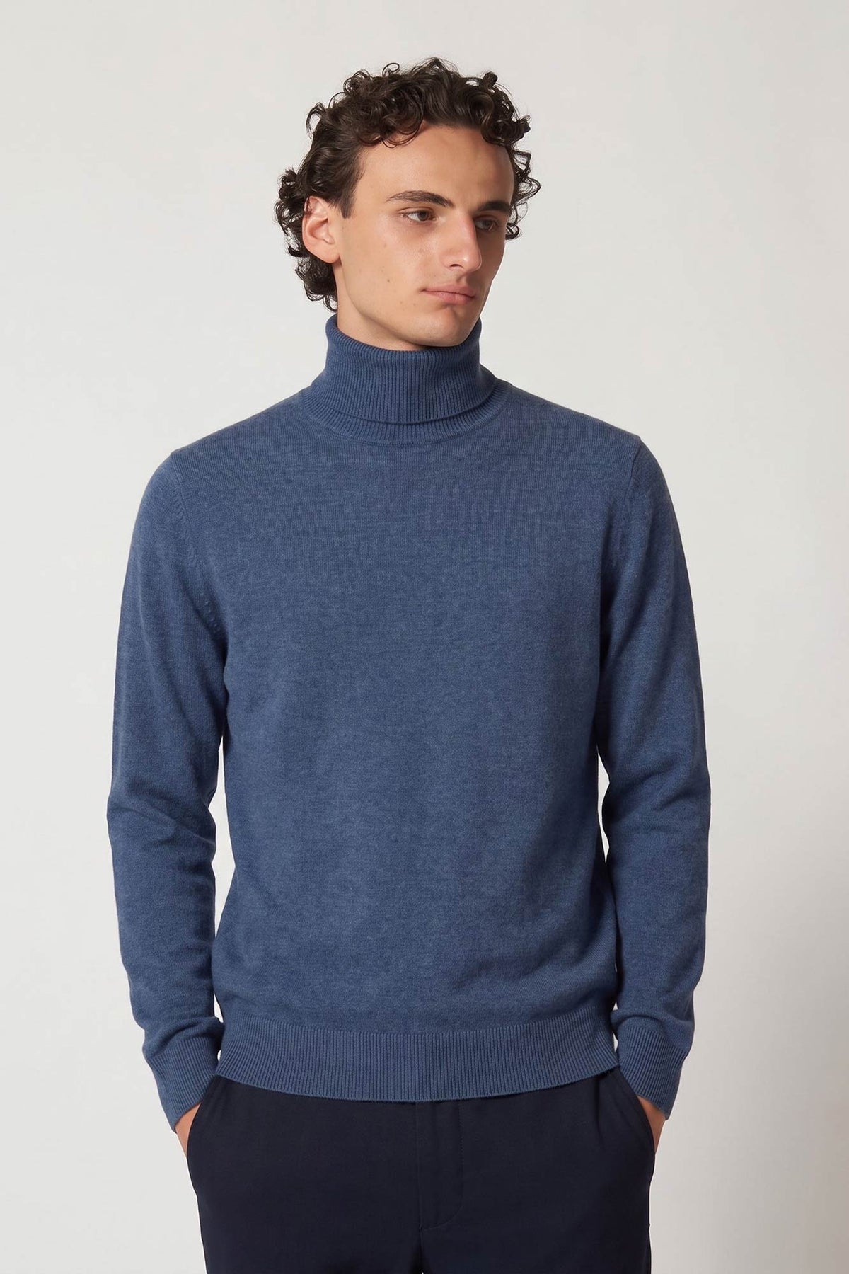 Dolcevita in Puro Cashmere Denim Scuro