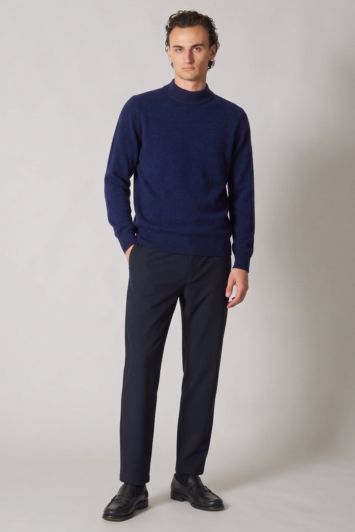 Maglia a Lupetto in Puro Cashmere Ink Blue