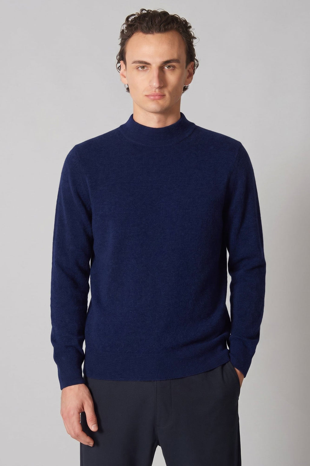 Maglia a Lupetto in Puro Cashmere Ink Blue