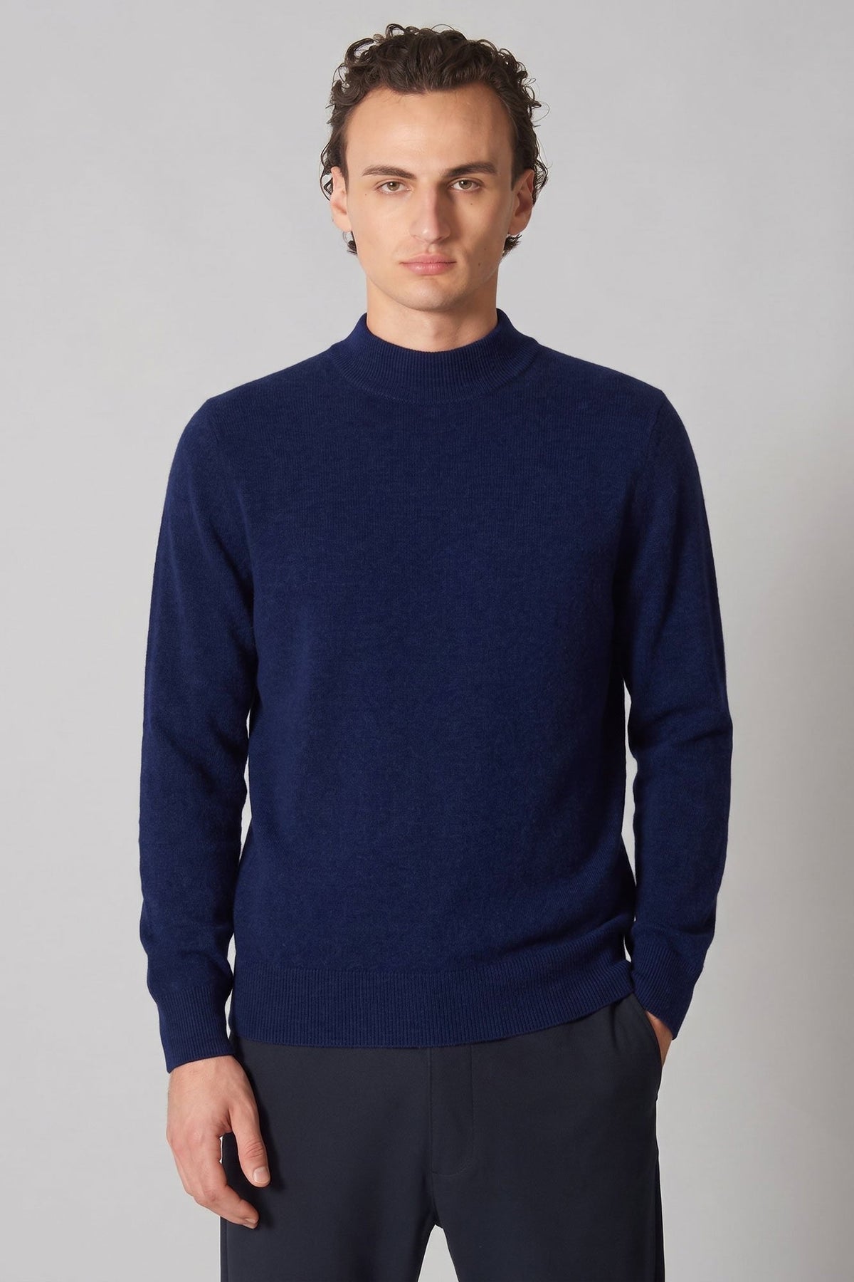 Maglia a Lupetto in Puro Cashmere Ink Blue