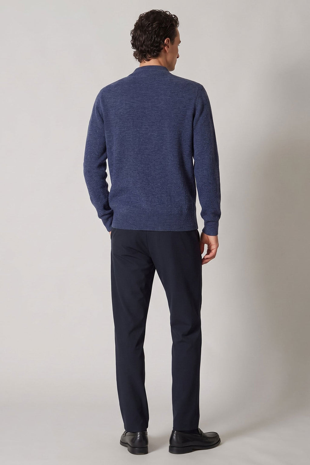 Maglia a Lupetto in Puro Cashmere Denim Scuro