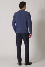 Maglia a Lupetto in Puro Cashmere Denim Scuro