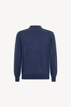 Maglia a Lupetto in Puro Cashmere Denim Scuro
