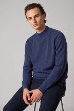 Maglia a Lupetto in Puro Cashmere Denim Scuro