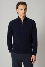 Lupetto Mezza Zip in Puro Cashmere Navy