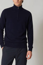 Lupetto Mezza Zip in Puro Cashmere Navy
