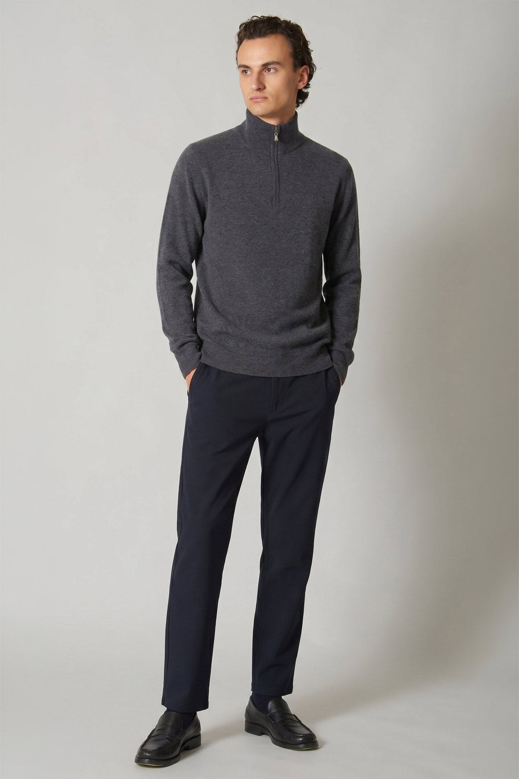 Lupetto Mezza Zip in Puro Cashmere Flanella