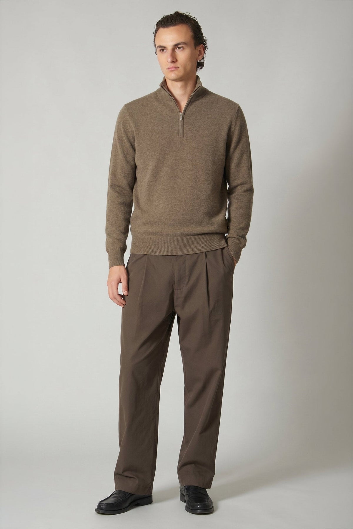 Lupetto Mezza Zip in Puro Cashmere Dune