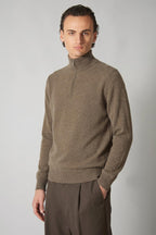 Lupetto Mezza Zip in Puro Cashmere Dune