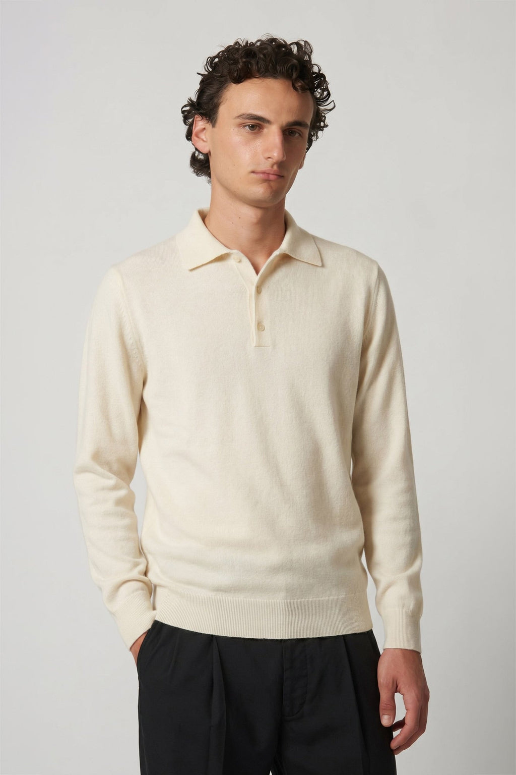 Polo in Puro Cashmere Latte