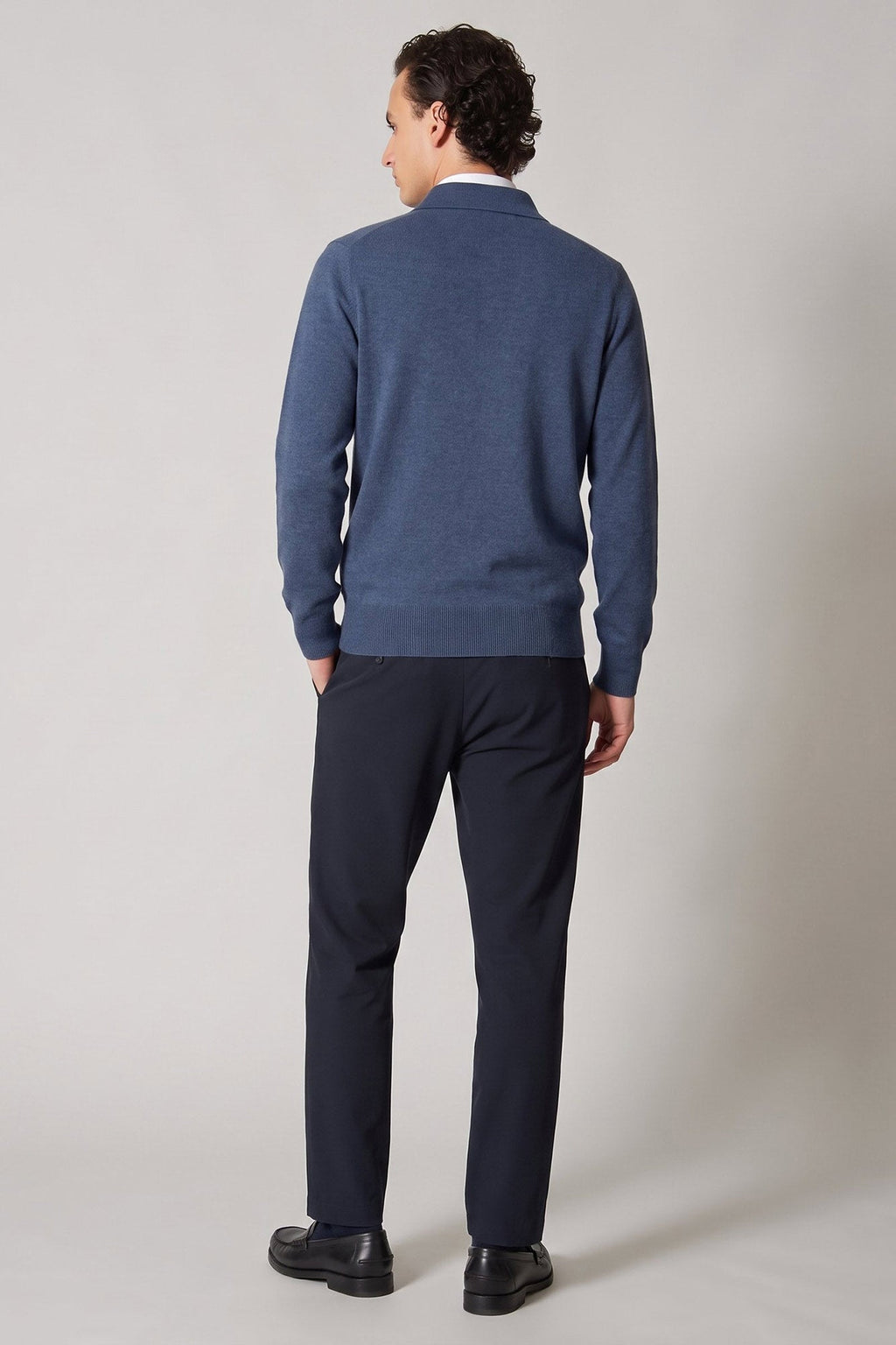 Polo in Puro Cashmere Denim Scuro
