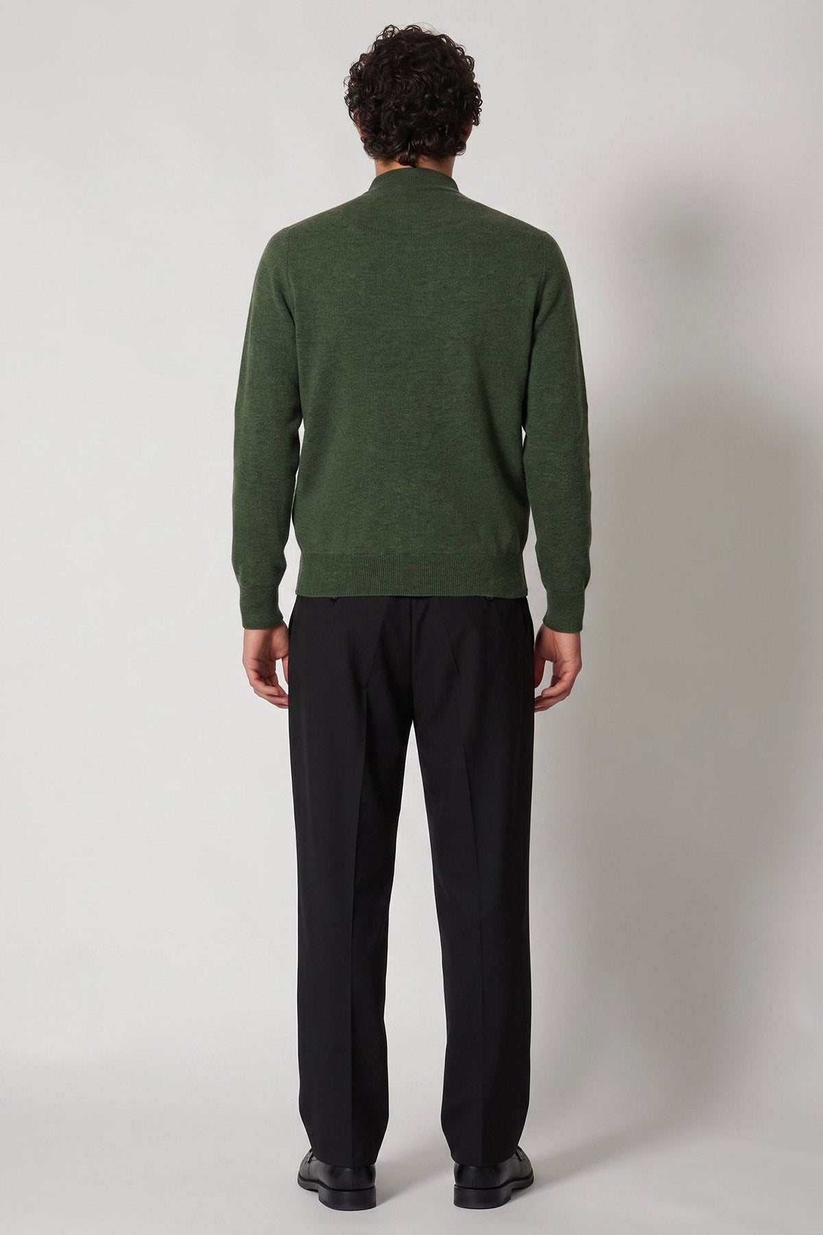 Cardigan a Bomber con Zip in Puro Cashmere Loden