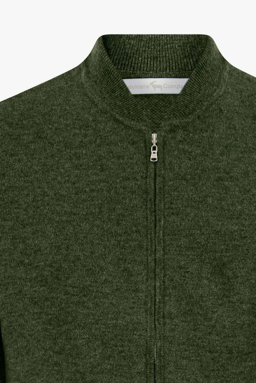 Cardigan a Bomber con Zip in Puro Cashmere Loden