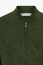 Cardigan a Bomber con Zip in Puro Cashmere Loden