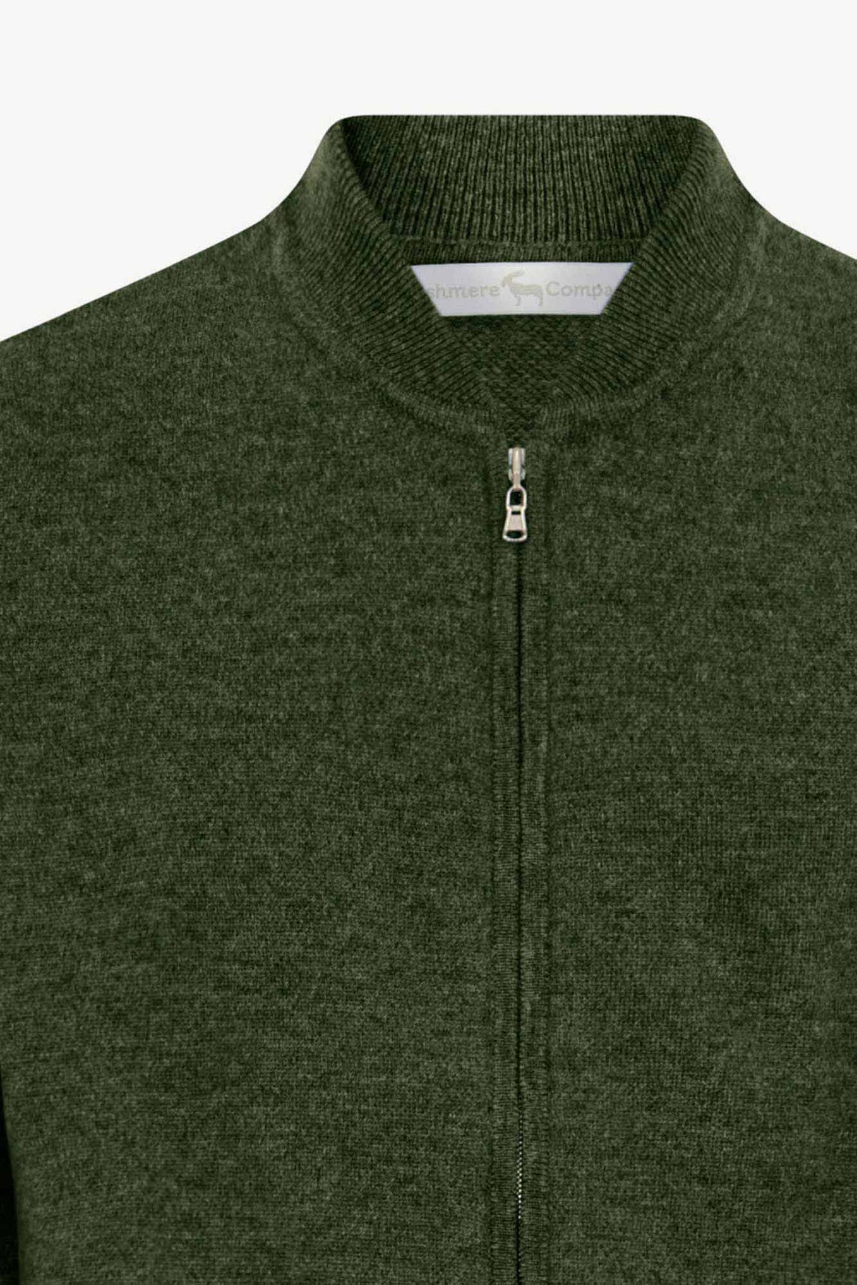 Cardigan a Bomber con Zip in Puro Cashmere Loden